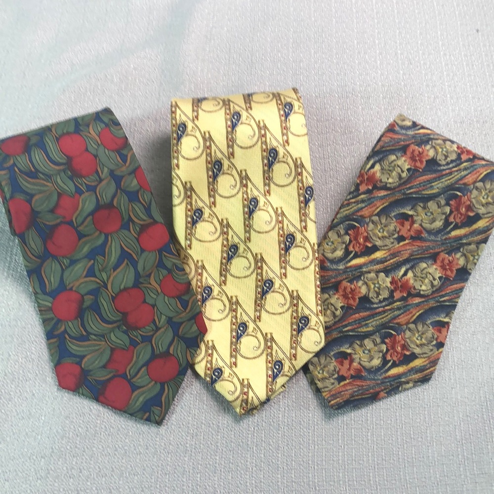 Lot of 3 Artsy Silk Neck Tie  Museums Metropolitan and Philadelphia Unique MFA